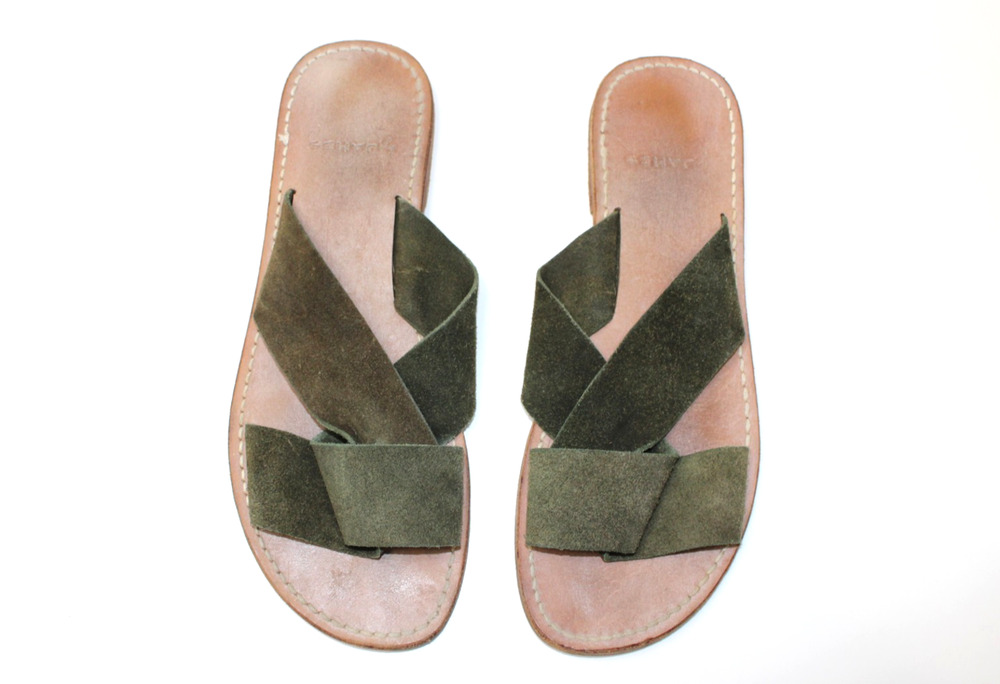 By James Lynne Sandal Green Suede Slides Flats Women's Size 10
